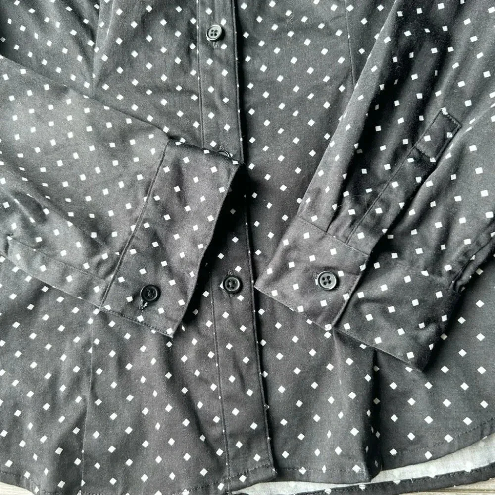 Chico’s Black Polka Dots Stretch Button Down Shirt - Picture 7 of 13